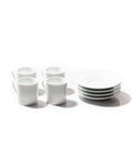 JAN White Porcelain Espresso Cup and Saucer (Set of 4)