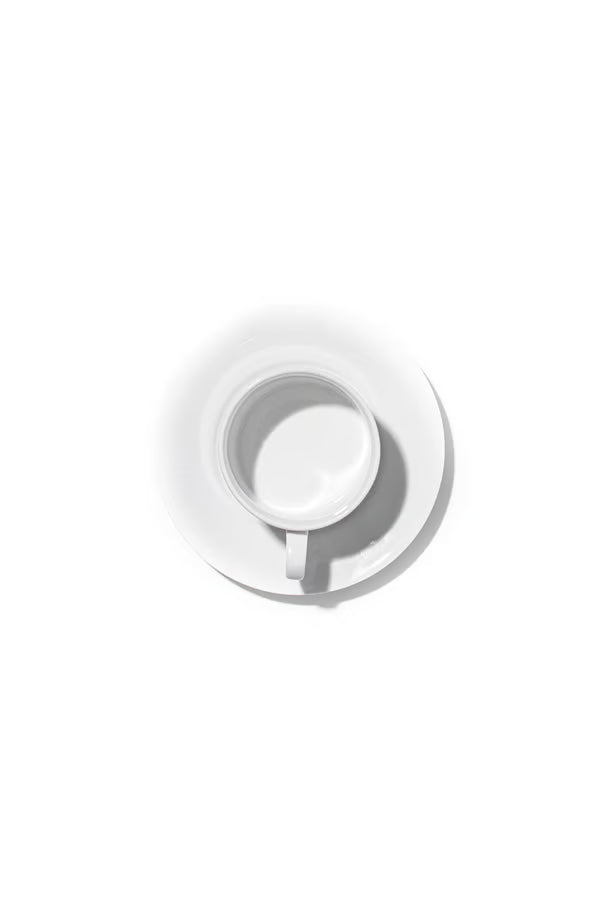 JAN White Porcelain Tea Cup and Saucer (Set of 4)