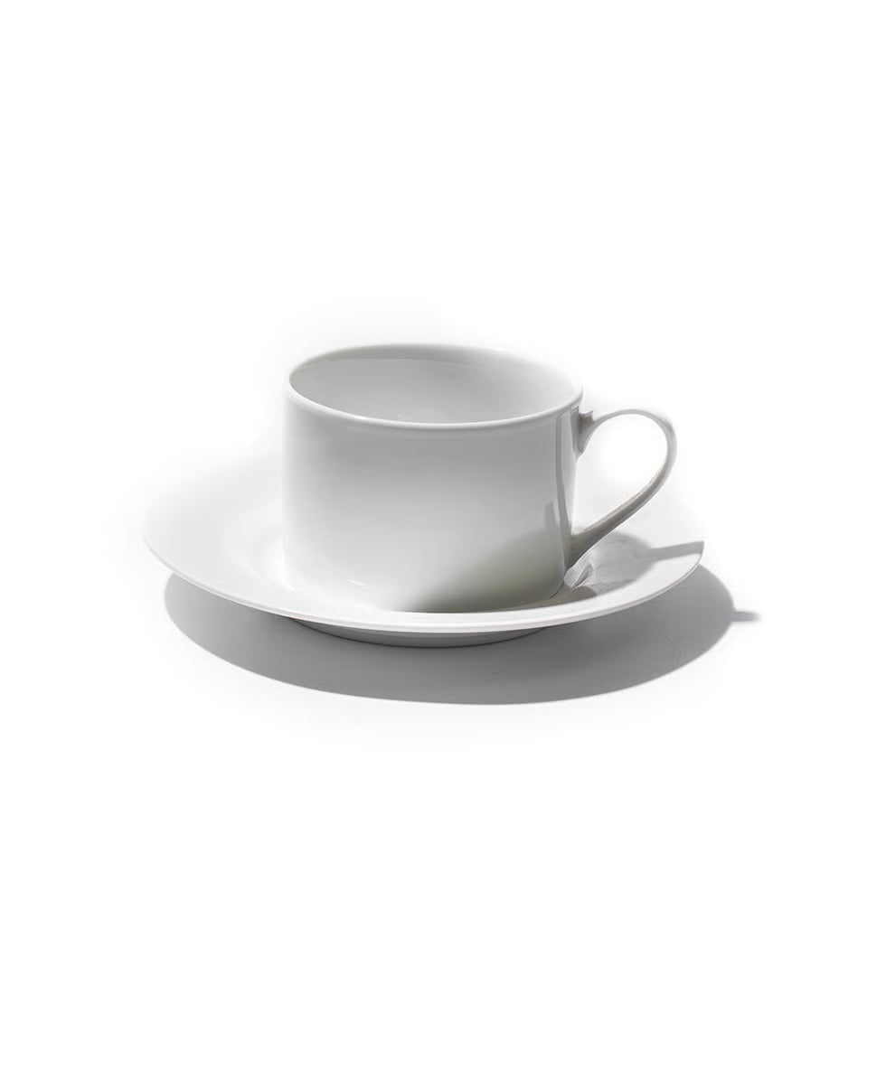 JAN White Porcelain Tea Cup and Saucer (Set of 4)