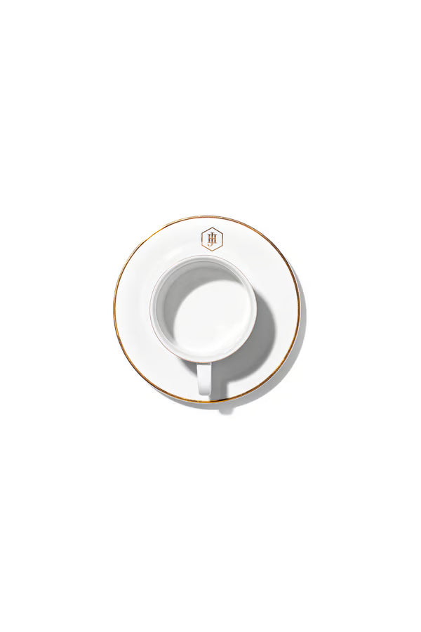JAN Gold Rimmed Tea Cup and Saucer (Set of 4)