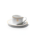 JAN Gold Rimmed Tea Cup and Saucer (Set of 4)