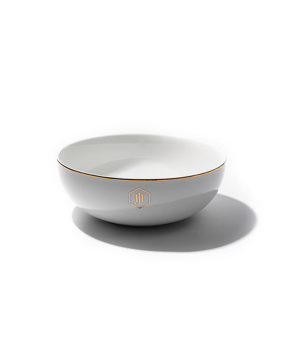 JAN Elegant Gold Rimmed Salad Bowl