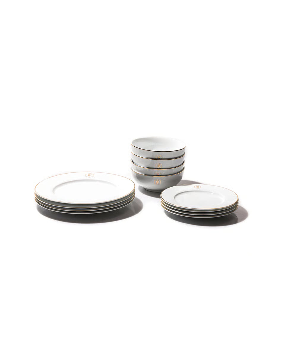 JAN Gold Rimmed Dinnerware (12 Piece Set)